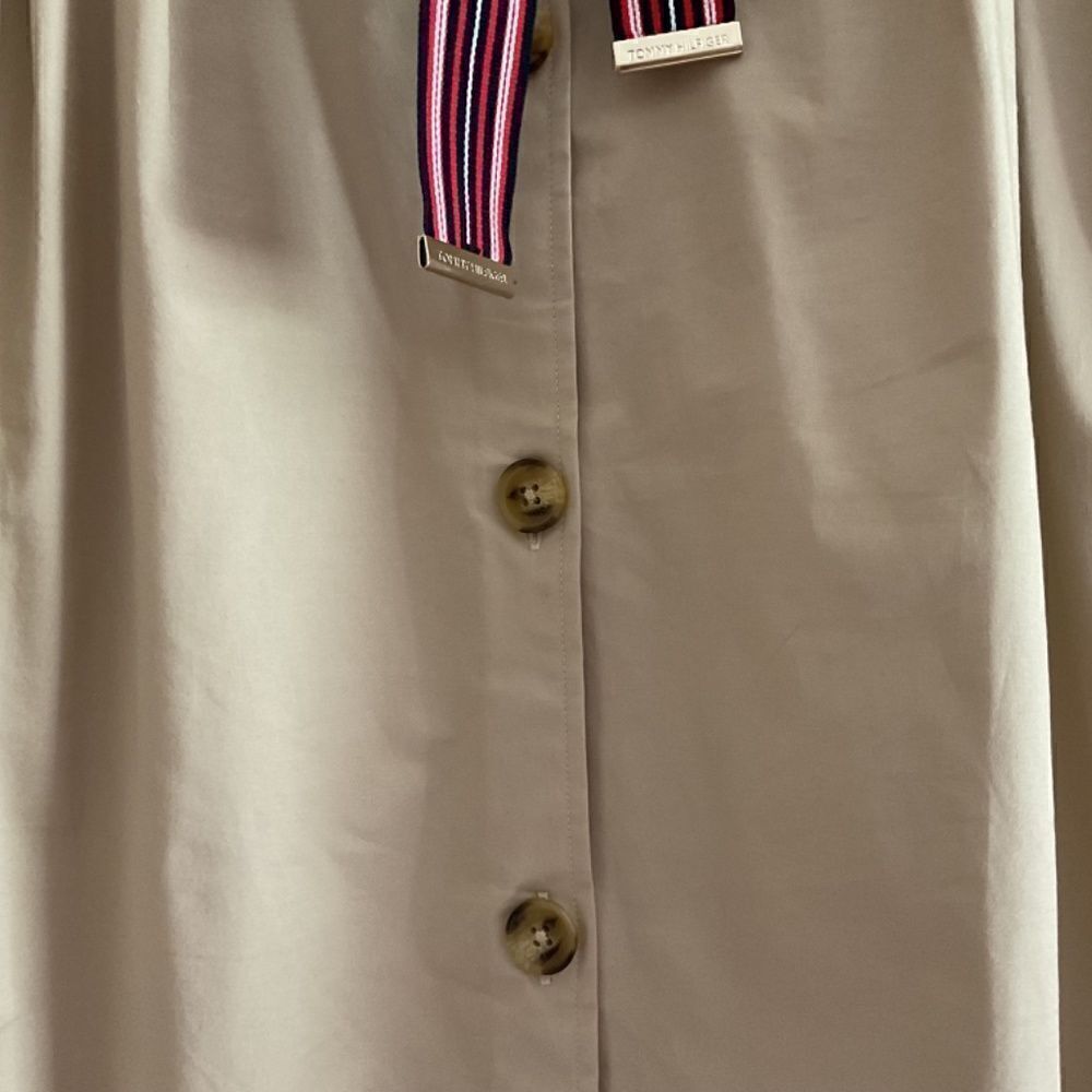 Tommy HILFIGER BEIGE COTTON FRONT BUTTONS BELTED COTTON SKIRT SIZE US 14 - Picture 10 of 15